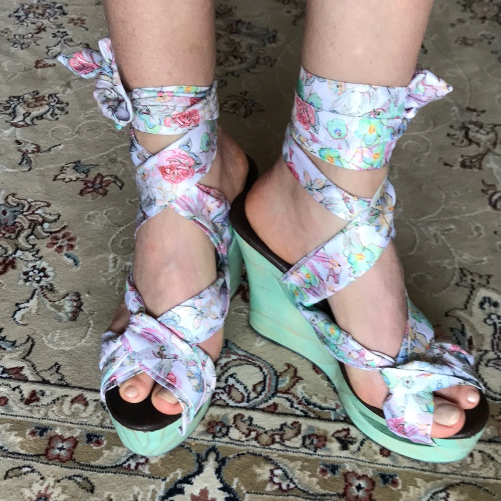 Brand new blue/green SALT wedges, size 7,5.